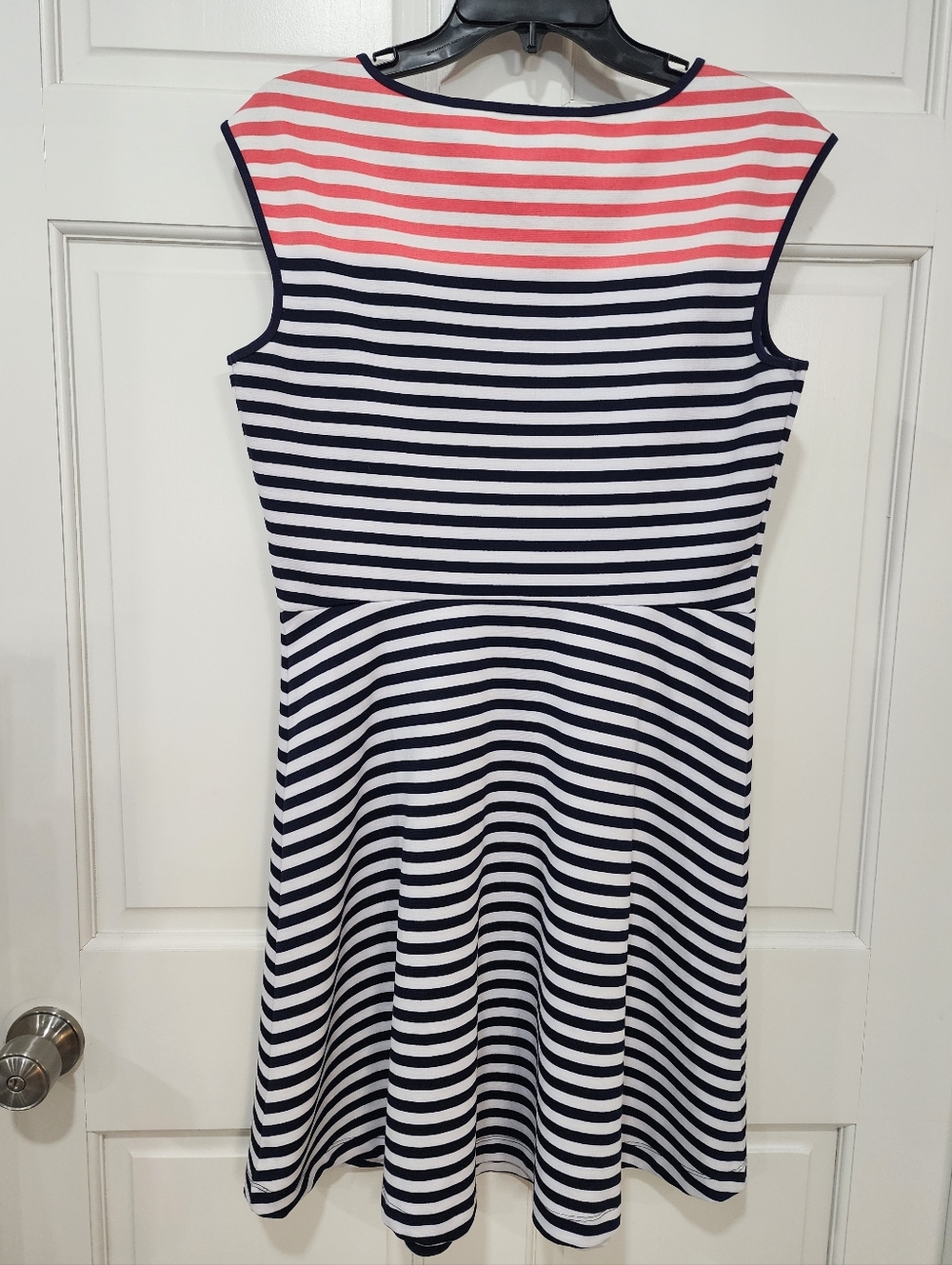 Draper James Navy & Pink Striped Fit-and-Flare A Line Dress - Picture 3 of 8